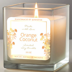 Pegatina Cuadrada Elegante producto floral blanco Etiquetas de embal