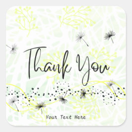 Pegatina Cuadrada Elegante Profesional Gracias Tipografía Amarillo