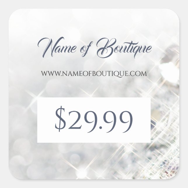 Pegatina Cuadrada Elegante Purpurina de diamantes de FAUX Sparkle Pr (Anverso)