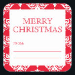 Pegatina Cuadrada Elegante Red Damask Merry Christmas Gift Tag<br><div class="desc">Elegante Motif Moderno Vintage Red Damask Merry Christmas Gift Pegatinas de etiquetas</div>