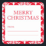 Pegatina Cuadrada Elegante Red Damask Merry Christmas Gift Tag<br><div class="desc">Elegante Motif Moderno Vintage Red Damask Merry Christmas Gift Pegatinas de etiquetas</div>