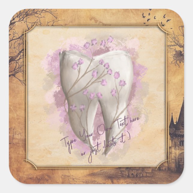 Pegatina Cuadrada Elegante regalo odontológico antiguo de moda (Anverso)