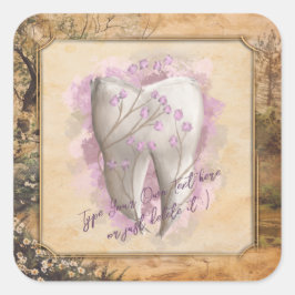 Pegatina Cuadrada Elegante regalo odontológico antiguo de moda