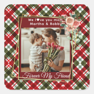 Pegatina Cuadrada Elegante regalo Personalizado para mamá Día de la 