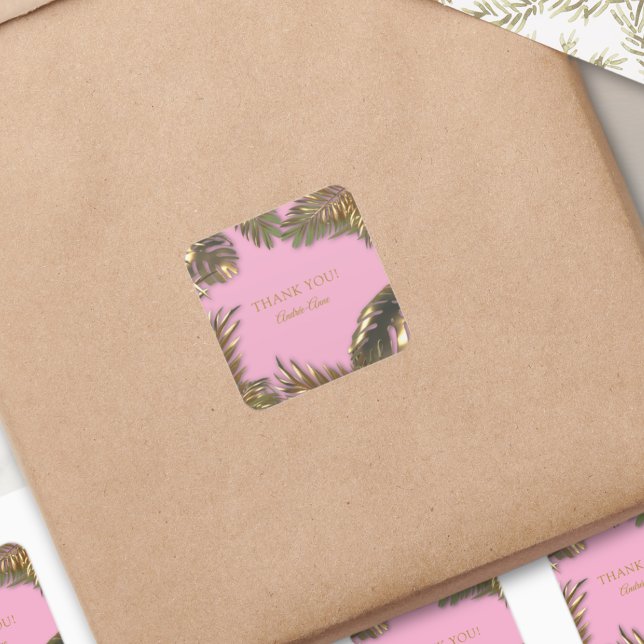 Pegatina Cuadrada Elegante Rosa De Oro 50 Fabuloso Gracias (Subido por el creador)