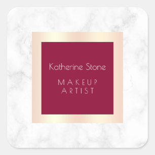 Pegatina Cuadrada Elegante rosa oro moderno mármol blanco maquillaje