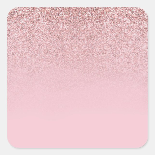 Pegatina Cuadrada Elegante Rose Gold Glitter Blank Plantilla Añadir  (Anverso)