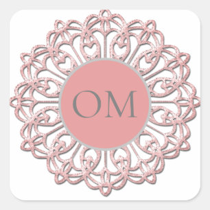 Pegatina Cuadrada Elegante Rubor Pink Mandala OM