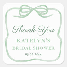 Elegante Sage Green Bow Bridal Shower Favor