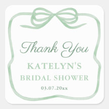 Elegante Sage Green Bow Bridal Shower Favor