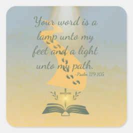 Pegatina Cuadrada Elegante salmo acuático 119:105