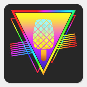 Pegatina Cuadrada Elegante salto de hielo retro de verano