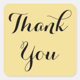 Pegatina Cuadrada Elegante Script Gold Black Party Favores Gracias