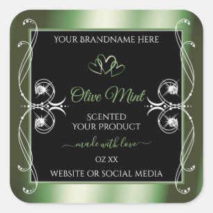 Pegatina Cuadrada Elegante Shimmery Green Product Labels Jewels