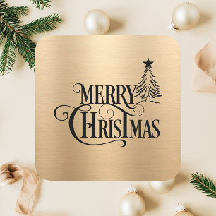 Pegatina Cuadrada Elegante Simple Mínimo Festividad Feliz Navidad