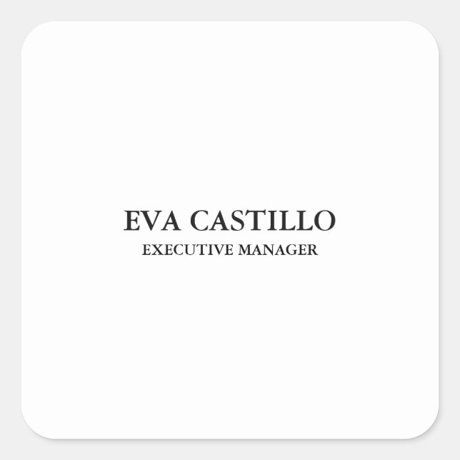 Pegatina Cuadrada Elegante Simple Moderno de Tendencia Gerente  (Anverso)