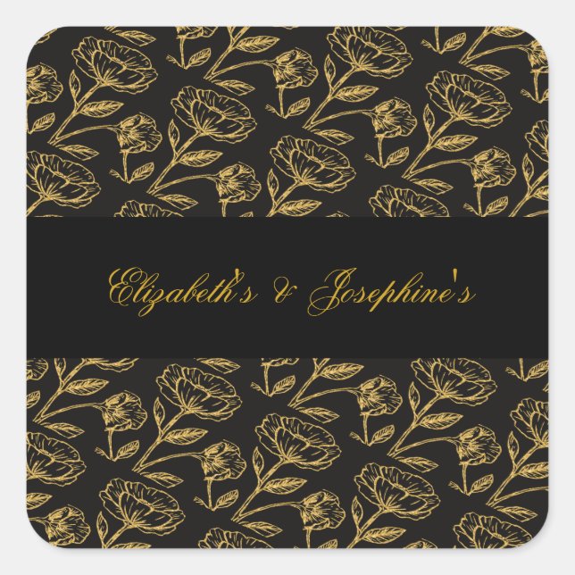 Pegatina Cuadrada Elegante Soiree de cumpleaños doble (Anverso)