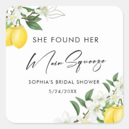 Pegatina Cuadrada Elegante Squeeze Bridal Shower Favor