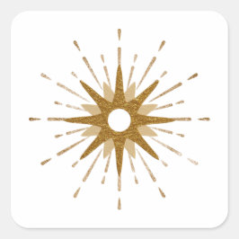 Pegatina Cuadrada Elegante Starburst Gold