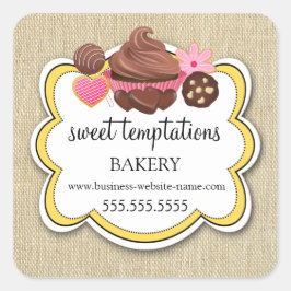 Pegatina Cuadrada Elegante surtido de postres Panadería Empaquetado