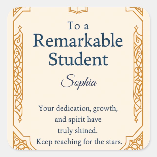 Pegatina Cuadrada Elegante tarjeta de felicitaciones para un notable (Anverso)