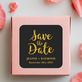 Pegatina Cuadrada Elegante Tarjeta de "Save the Date" de Boda con Ho