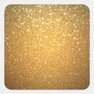 Pegatina Cuadrada Elegante Tendencia Dorado Brillo Plantilla en Blan