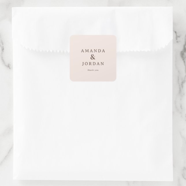 Pegatina Cuadrada Elegante Tipografía Beige (Bolso)