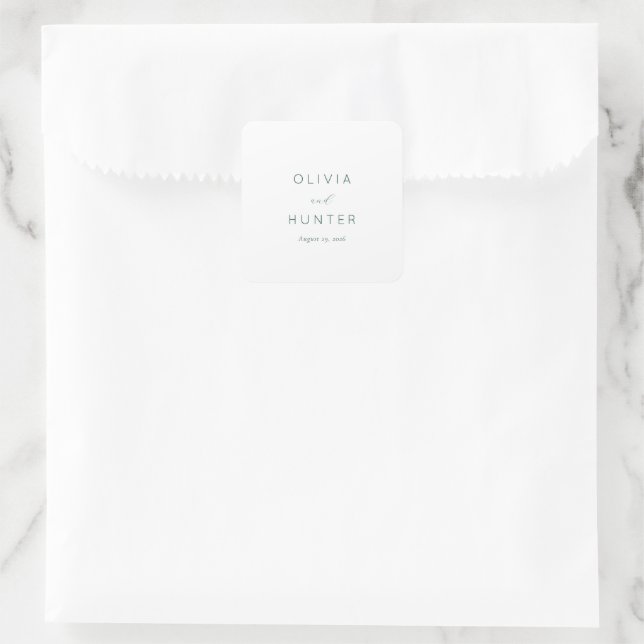 Pegatina Cuadrada Elegante Tipografía Gris (Bolso)