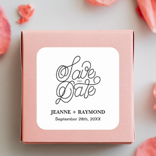 Pegatina Cuadrada Elegante tipografía Matrimonio personalizado Guard