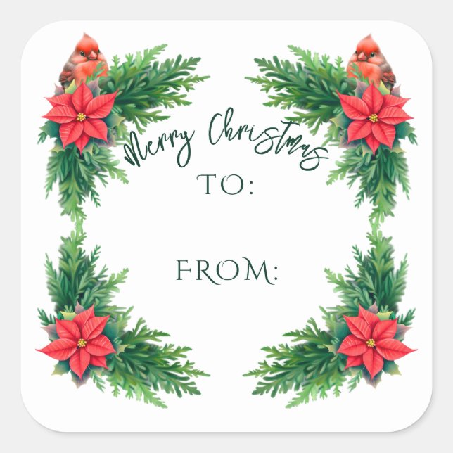 Pegatina Cuadrada Elegante vegetación de invierno (Anverso)