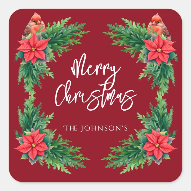 Pegatina Cuadrada Elegante Vegetación Invernal (Anverso)