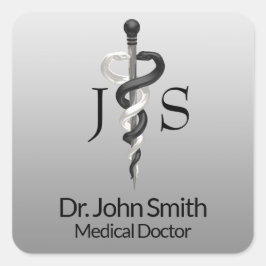 Pegatina Cuadrada Elegante y elegante elegancia médica Black White A