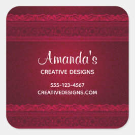 Pegatina Cuadrada Elegante y elegante fondo rojo elegante de negocio