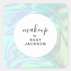 Pegatina Cuadrada Elegante y elegante maquillaje holográfico de chic