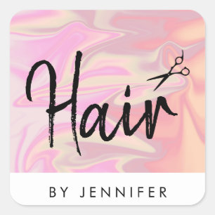 Pegatina Cuadrada Elegante y elegante peluquero holográfico