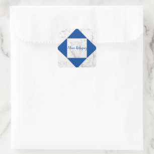 Pegatina Cuadrada Elegante y Funcional Nombre Personalizable Mármol