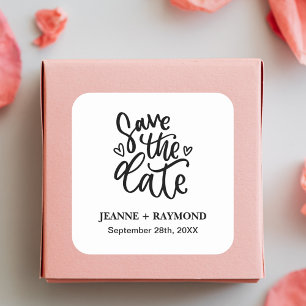 Pegatina Cuadrada Elegante y Limpio Aviso de Boda Personalizado para