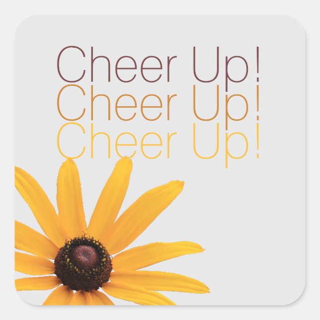 Pegatina Cuadrada Elegante y personalizada Flor amarilla marrón anim (Anverso)