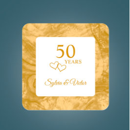 Pegatina Cuadrada Elegante y personalizado 50 años de la Madera Dora