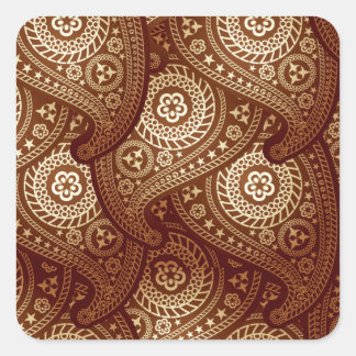 Pegatina Cuadrada Elegante y rico paisley dorada