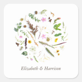 Pegatina Cuadrada Elegante y simple favorita de la boda de la flor s