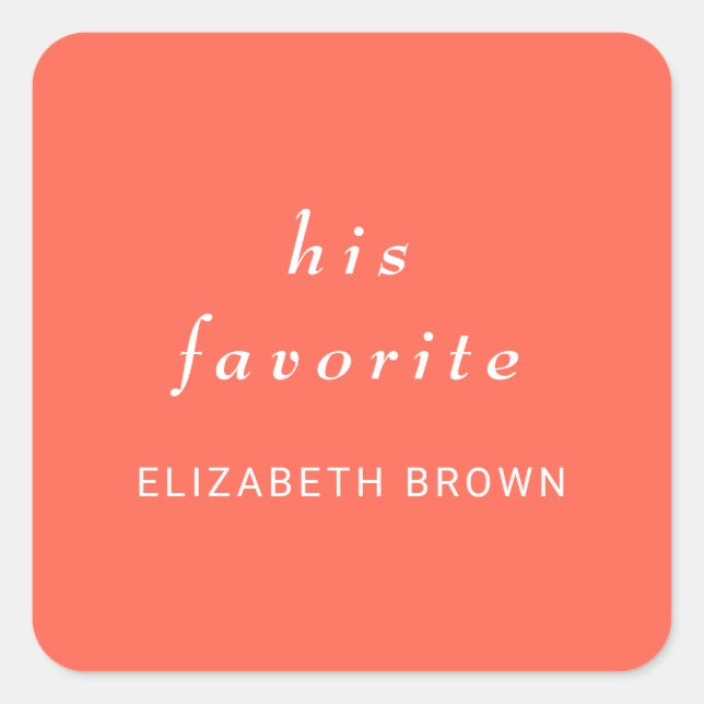 Pegatina Cuadrada Elegante y simple llanura de neón con Boda monogra (Anverso)