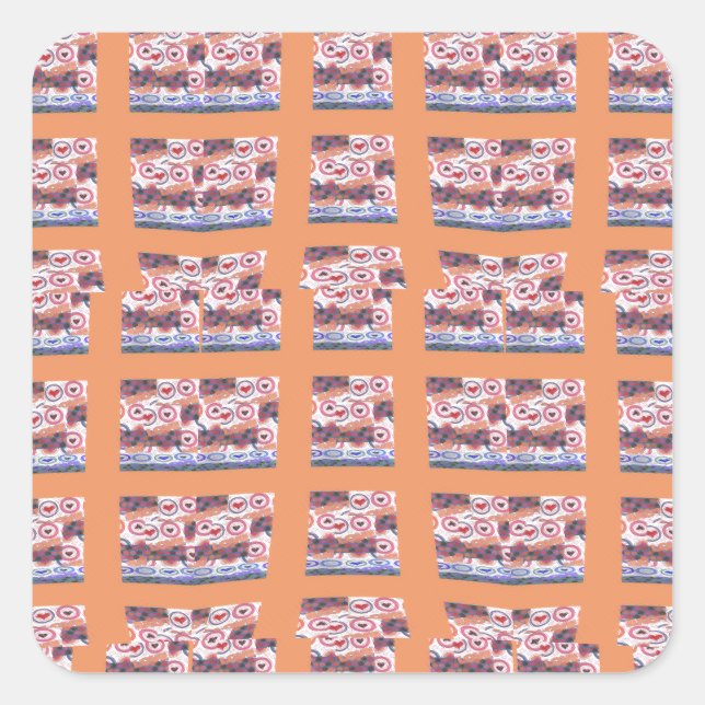 Pegatina Cuadrada Elegante y único arte con estampado cardíaco para  (Anverso)