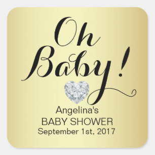Pegatina Cuadrada Elegante Y Único. Baby Shower Gold