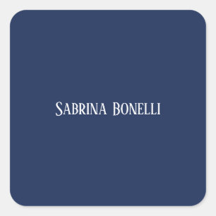 Pegatina Cuadrada Elegante y único blanco simple azul