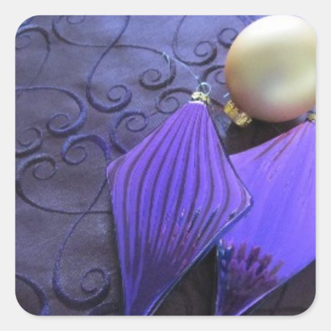 Pegatina Cuadrada Elegantes decoraciones de Navidad púrpura (Anverso)