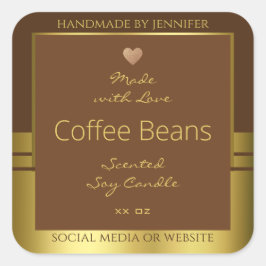 Pegatina Cuadrada Elegantes etiquetas de embalaje de productos marró