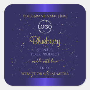 Pegatina Cuadrada Elegantes etiquetas de productos azules logotipo d