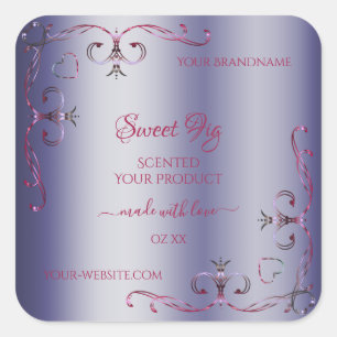 Pegatina Cuadrada Elegantes etiquetas de productos azules Ornate Cor